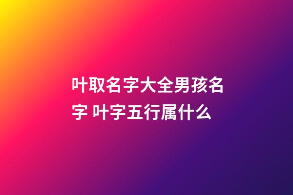 叶取名字大全男孩名字 叶字五行属什么